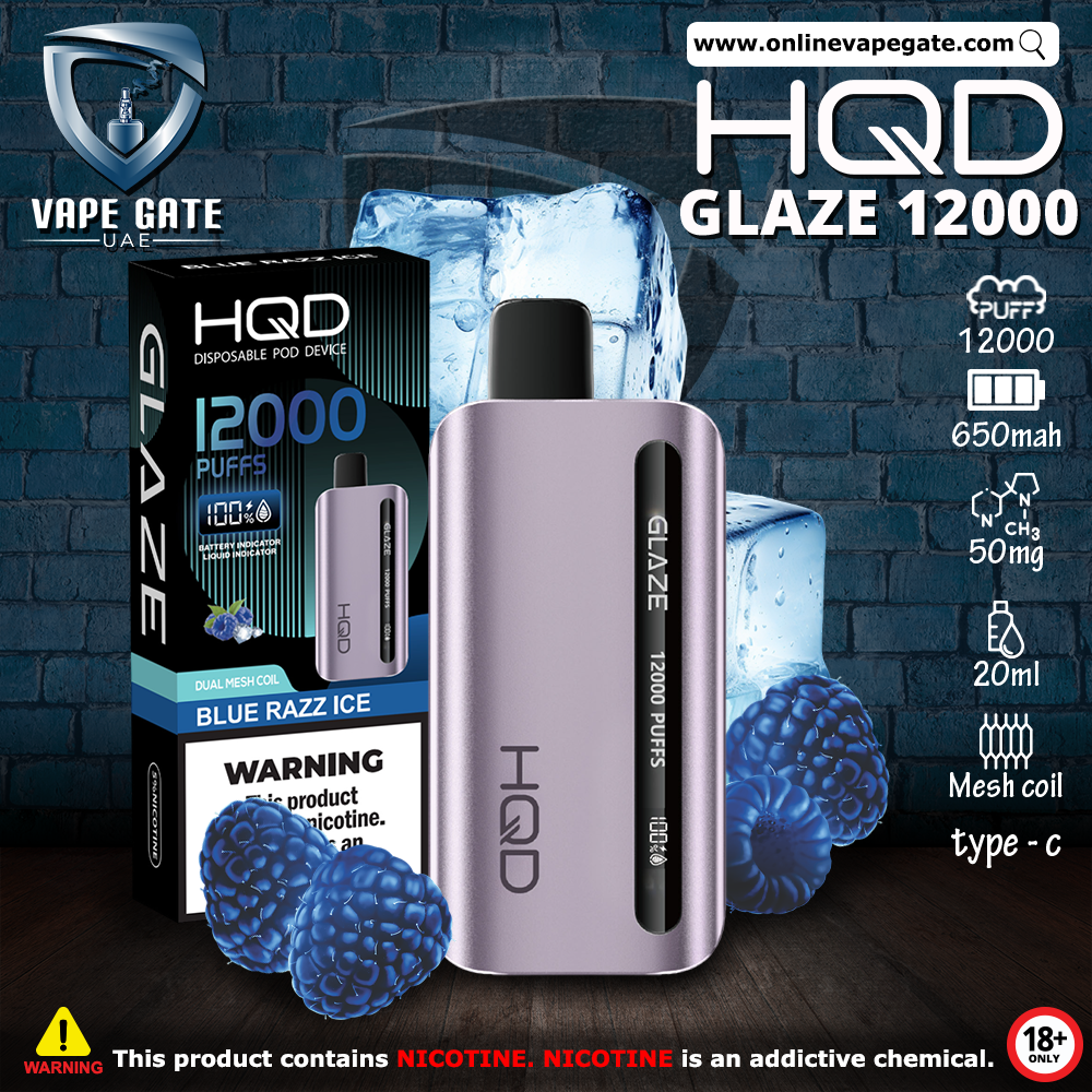 HQD GLAZED RECHARGEABLE DISPOSABLE VAPES (12,000PUFFS) | ABU DHABI ...